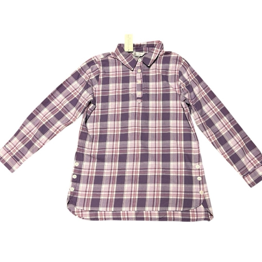Christopher & Banks purple plaid pop over NEW Size Medium